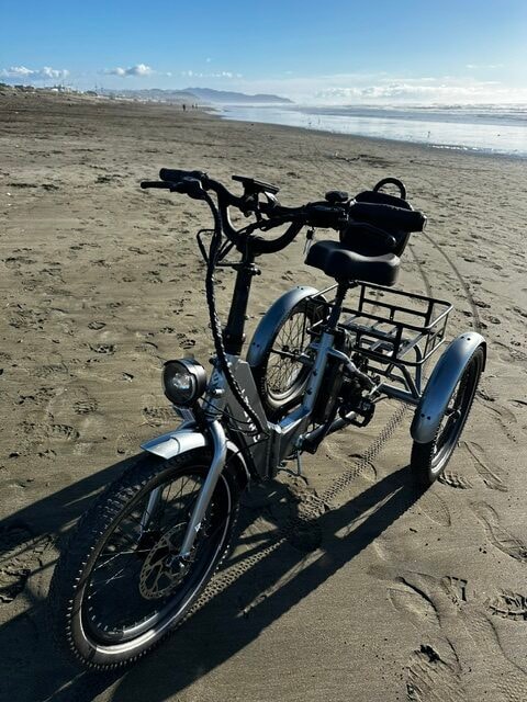 E-trike motor and battery detail
