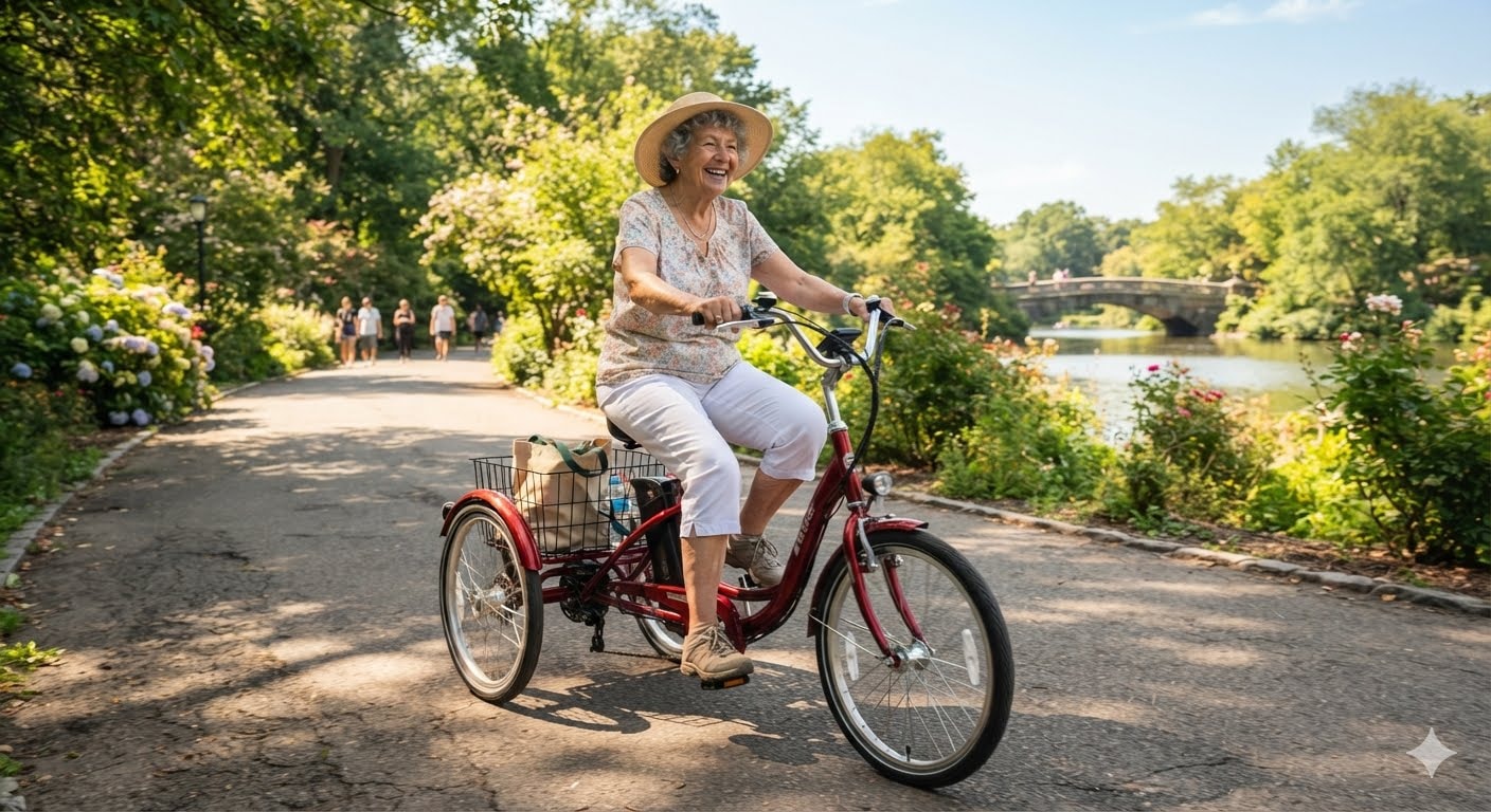 Cyclist with sun protection gear in summer heat